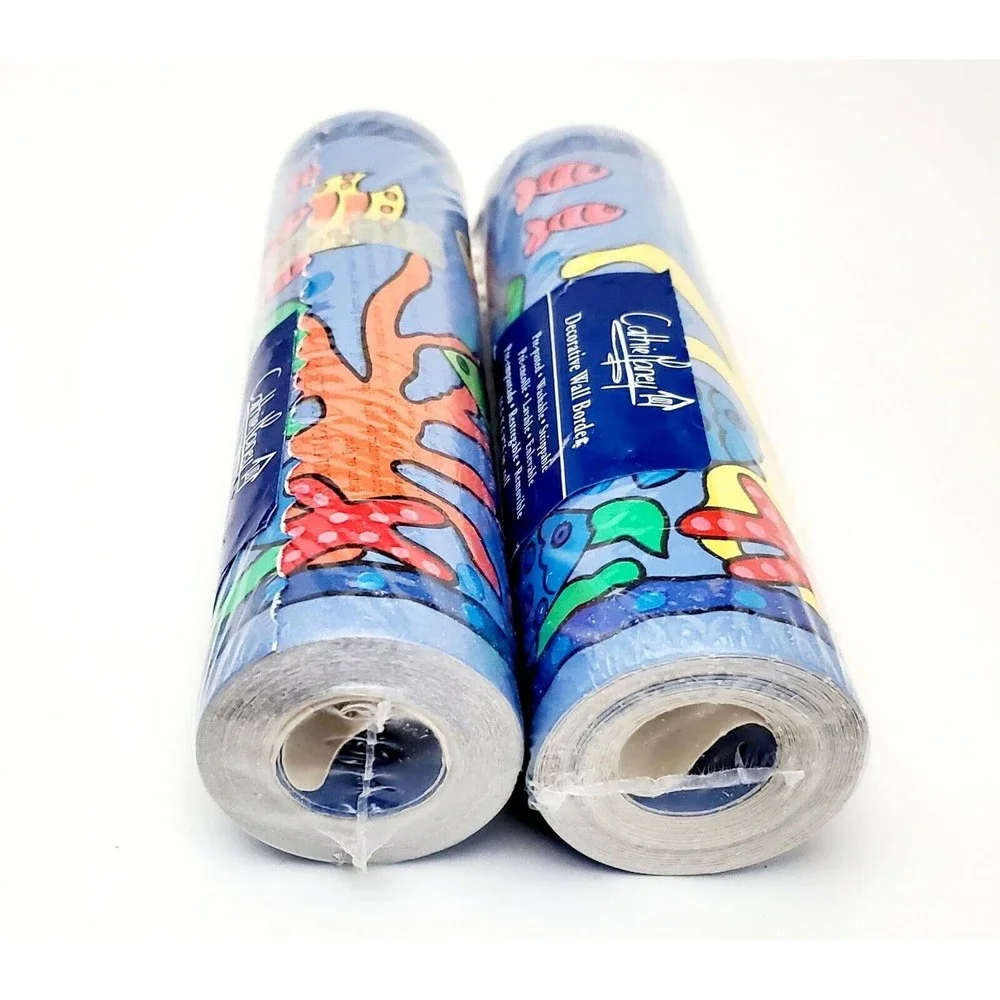 Vtg Wallpaper Border Southern Seas Fish Ocean Life Blue Cathie Money Lot x2 NEW!